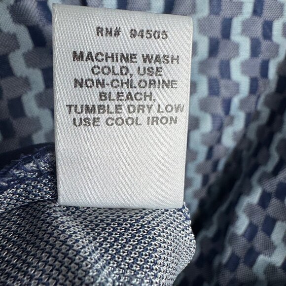 VTG bc ethic Lounge Mens XL Blue Geometric‎ Bowling Shirt 3 Star Brand USA - Picture 9 of 9